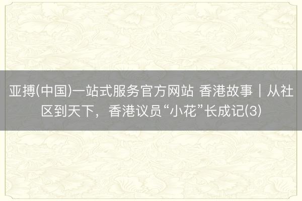 亚搏(中国)一站式服务官方网站 香港故事｜从社区到天下，香港议员“小花”长成记(3)