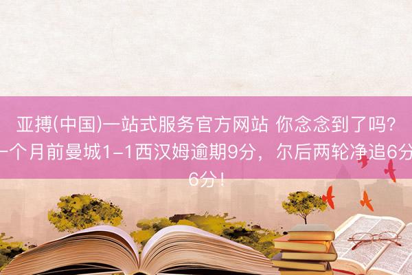 亚搏(中国)一站式服务官方网站 你念念到了吗?一个月前曼城1-1西汉姆逾期9分,尔后两轮净追6分!
