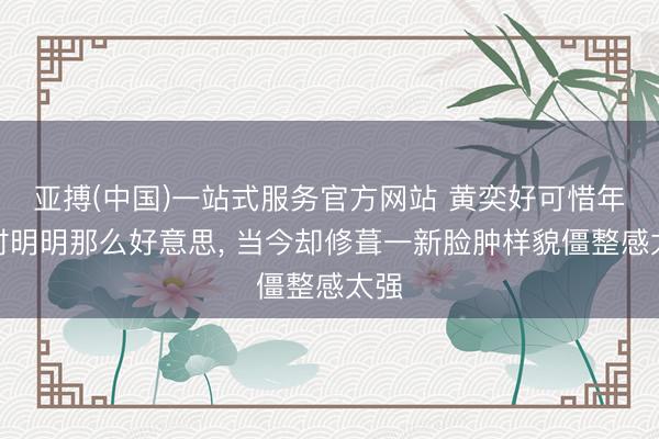 亚搏(中国)一站式服务官方网站 黄奕好可惜年青时明明那么好意思， 当今却修葺一新脸肿样貌僵整感太强