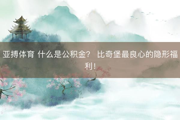 亚搏体育 什么是公积金？ 比奇堡最良心的隐形福利！