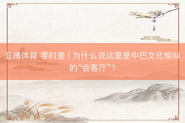 亚搏体育 零时差 | 为什么说这里是中巴文化相似的“会客厅”?