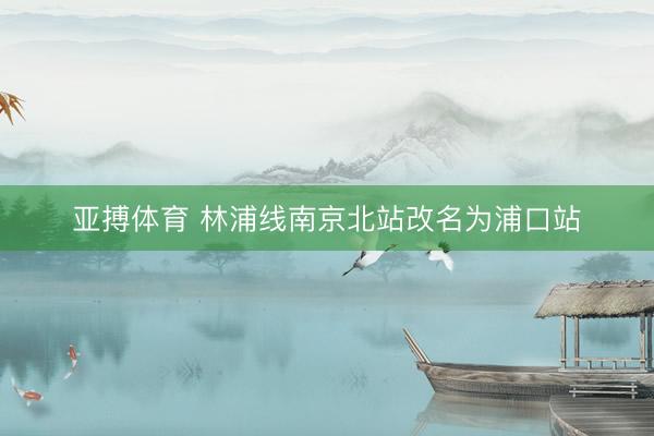亚搏体育 林浦线南京北站改名为浦口站