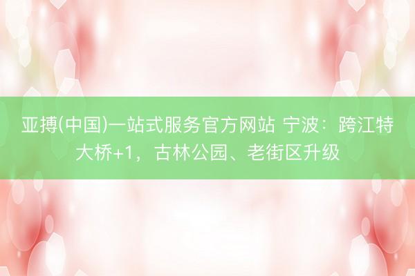 亚搏(中国)一站式服务官方网站 宁波：跨江特大桥+1，古林公园、老街区升级