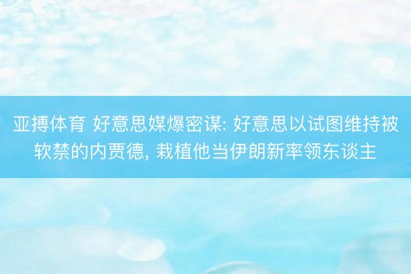 亚搏体育 好意思媒爆密谋: 好意思以试图维持被软禁的内贾德， 栽植他当伊朗新率领东谈主