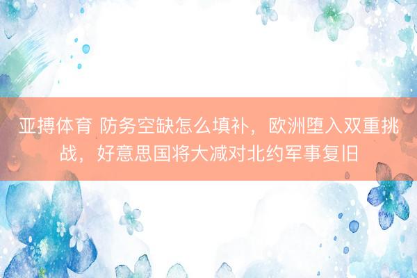 亚搏体育 防务空缺怎么填补，欧洲堕入双重挑战，好意思国将大减对北约军事复旧