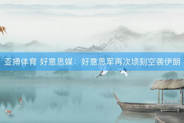 亚搏体育 好意思媒：好意思军再次顷刻空袭伊朗