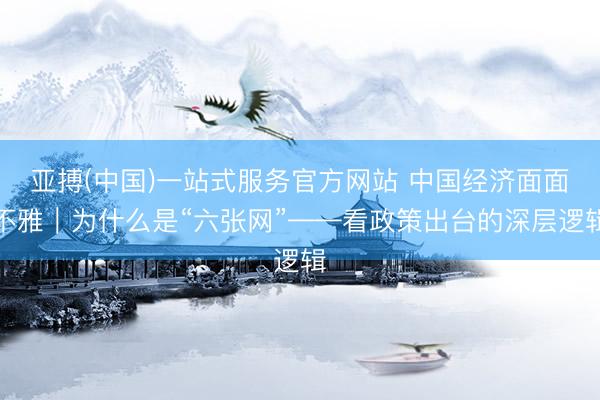 亚搏(中国)一站式服务官方网站 中国经济面面不雅｜为什么是“六张网”——看政策出台的深层逻辑