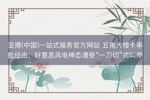 亚搏(中国)一站式服务官方网站 五角大楼卡审批经由，好意思风电神态遭受“一刀切”式叫停