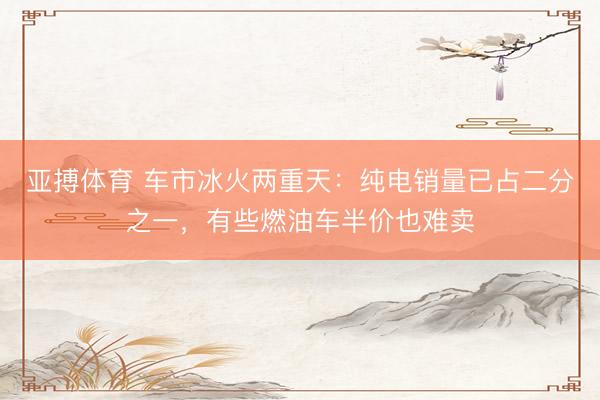 亚搏体育 车市冰火两重天：纯电销量已占二分之一，有些燃油车半价也难卖