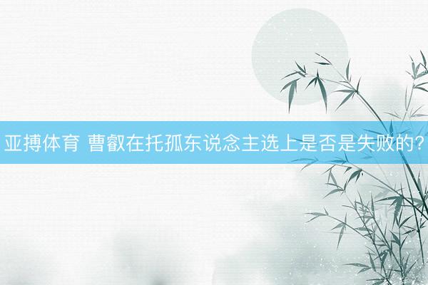 亚搏体育 曹叡在托孤东说念主选上是否是失败的?
