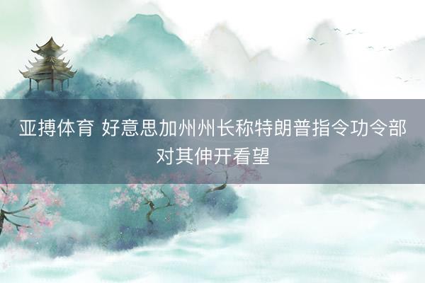 亚搏体育 好意思加州州长称特朗普指令功令部对其伸开看望