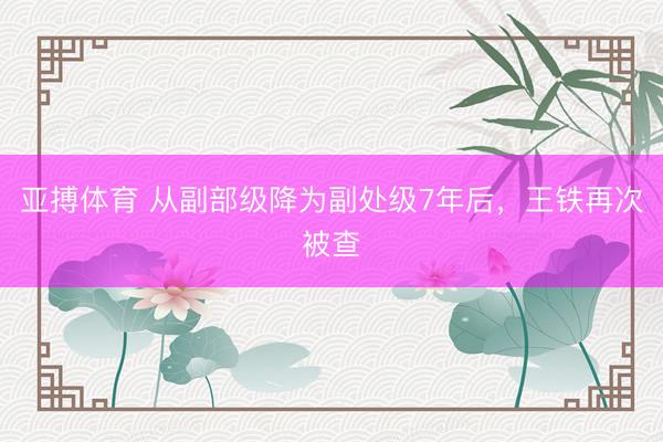 亚搏体育 从副部级降为副处级7年后，王铁再次被查