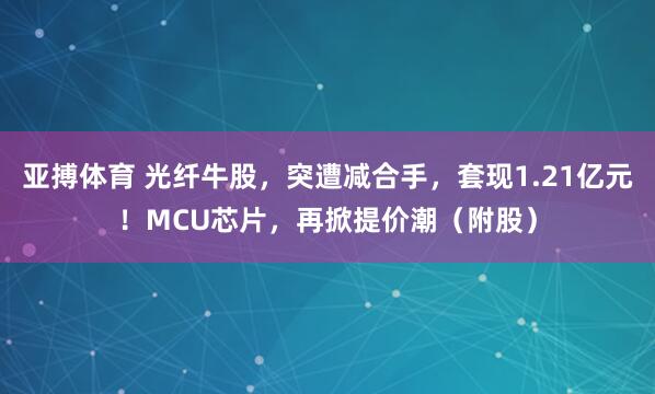 亚搏体育 光纤牛股，突遭减合手，套现1.21亿元！MCU芯片，再掀提价潮（附股）
